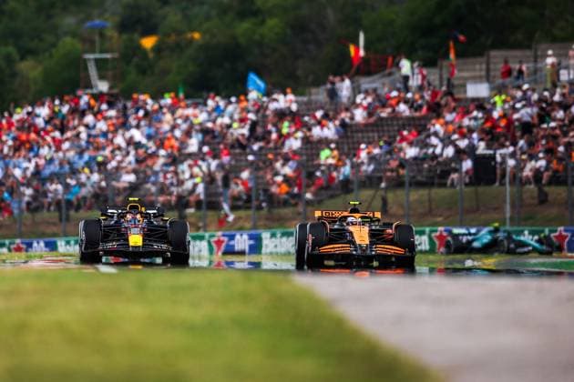 11 Sergio Perez (MEX, Oracle Red Bull Racing), 4 Lando Norris (GBR, McLaren Formula 1 Team), F1 Grand Prix of Hungary at Hungaroring on July 20, 2024 in Budapest, Hungary. (Photo by HOCH ZWEI) Budapest Hungary