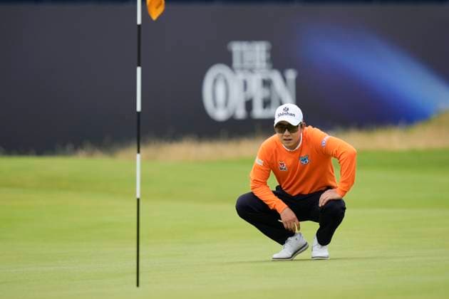20th July 2024; Royal Troon Golf Club, Troon, South Ayrshire, Scotland; The Open Championship Round 3; Younghan Song lines up a putt on the 18th green  ActionPlus12670032 StevenxFlynn