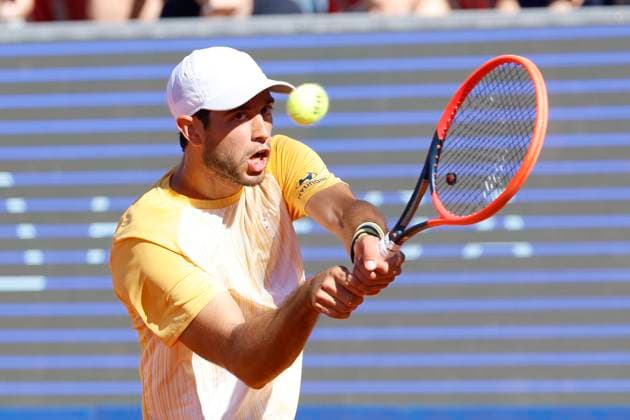 BASTAD, SVERIGE 20240720 Portugals Nuno Borges under lördagens semifinal i herrarnas singel mot Argentinas Thiago Agustin Tirante i Nordea Open i Bastad. BASTAD SVERIGE x9200x