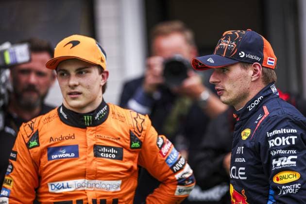 VERSTAPPEN Max (ned), Red Bull Racing RB20, PIASTRI Oscar (aus), McLaren F1 Team MCL38, portrait during the Formula 1 Hungarian Grand Prix 2024, 13th round of the 2024 Formula One World Championship, WM, Weltmeisterschaft from July 19 to 21, 2024 on the Hungaroring, in Mogyorod, Hungary - F1 - HUNGARIAN GRAND PRIX 2024 DPPI Panoramic  240720_R13_UNGHERIA_DP_EA019141