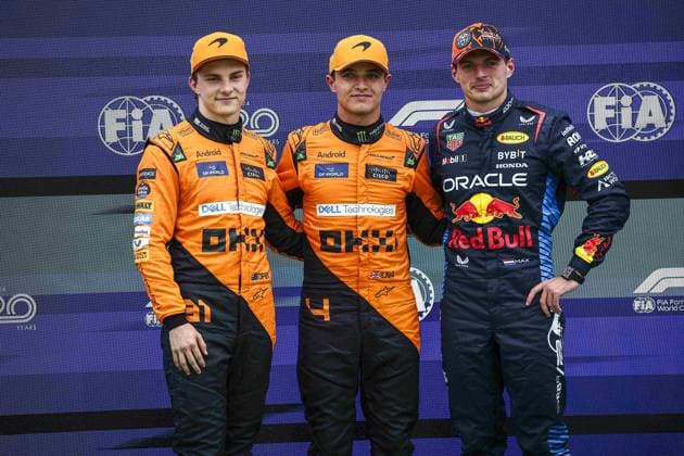 NORRIS Lando (gbr), McLaren F1 Team MCL38, PIASTRI Oscar (aus), McLaren F1 Team MCL38 and VERSTAPPEN Max (ned), Red Bull Racing RB20, portrait during the Formula 1 Hungarian Grand Prix 2024, 13th round of the 2024 Formula One World Championship, WM, Weltmeisterschaft from July 19 to 21, 2024 on the Hungaroring, in Mogyorod, Hungary - F1 - HUNGARIAN GRAND PRIX 2024 DPPI Panoramic  240720_R13_UNGHERIA_DP_EA020723