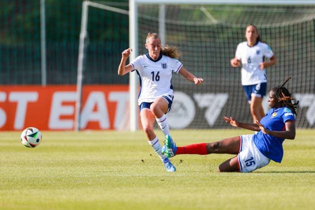 Katy Watson of England England U19 v France U19, UEFA Women s U19 Championships, Group A, Football, Jonava City Stadium, Jonava, Lithuania - 20 Jul 2024 Editorial use only  Copyright: xNikolaxKrstic Shutterstockx 14587630ai