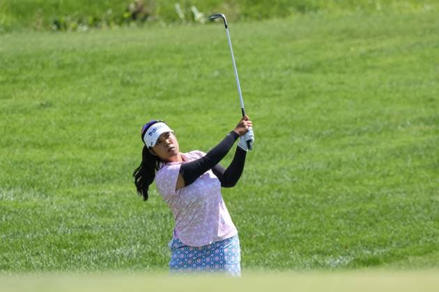 SYLVANIA, OH - JULY 20: Arpichaya Yubol, of Thailand, chips onto the ninth green during the third round of the LPGA, Golf Damen Dana Open on July 20, 2024 at Highland Meadows Golf Club in Sylvania, Ohio. (Photo by Scott W. Grau Icon Sportswire) GOLF: JUL 20 LPGA Dana Open EDITORIAL USE ONLY Icon24072008