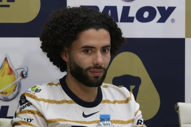July 19, 2024, Mexico City, Ciudad de Mexico, Mexico: Cesar Huerta forward of Pumas soccer team during a press conference, PK, Pressekonferenz to announce Raloy automotive oils as the new sponsor of the Pumas de la UNAM soccer Team. Mexico City Mexico - ZUMAe321 20240719_zsa_e321_025 Copyright: xJosexLuisxTorales xEyepixxGroupx