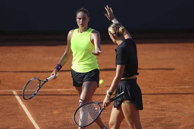 Palermo: Yana Sizikova celebrates with Aleksandra Panova during Palermo Open Ladies WTA, Tennis Damen 250, International Tennis match in Palermo, Italy, July 20 2024 International Tennis match - Palermo Open Ladies WTA 250  - ZUMAp169 20240720_zsa_p169_791 Copyright: xMassimilianoxCarnabuci IPAxSportx