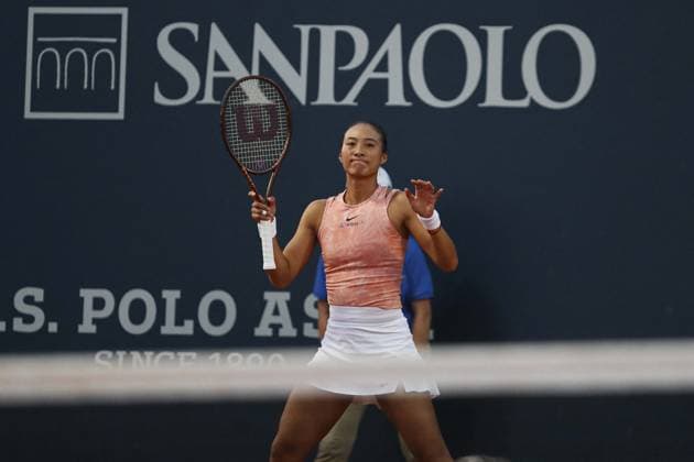 International Tennis match - Palermo Open Ladies WTA, Tennis Damen 250 Zheng Qinwen in action during Palermo Open Ladies WTA 250, International Tennis match in Palermo, Italy, July 20 2024 Palermo Italy  Copyright: xIPAxSport ABACAx