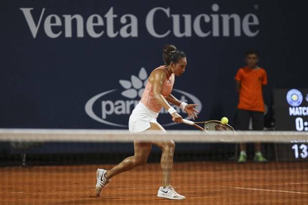 International Tennis match - Palermo Open Ladies WTA, Tennis Damen 250 Zheng Qinwen in action during Palermo Open Ladies WTA 250, International Tennis match in Palermo, Italy, July 20 2024 Palermo Italy  Copyright: xIPAxSport ABACAx
