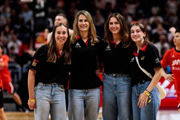 Testspiel: Deutschland - Japan; 19.07.2024 Svenja Brunckhorst, Sonja Greinacher, Marie Reichert und Elisa Mevius (Deutschland 3x3 Basketball) Testspiel DBB Herren: Deutschland - Japan; Uber Arena, Berlin am 19.07.2024 Copyright: xBEAUTIFULxSPORTS Wunderlx