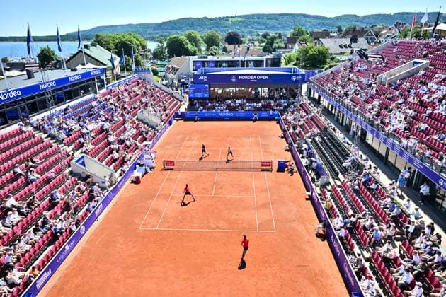 France s Manuel Guinard and Gregoire Jacq during Sunday s men s doubles final against Brazil s Orlando Luz and Rafael Matos in the Nordea Open in Bastad, Sweden on July 21, 2024. BASTAD SWEDEN x9200x