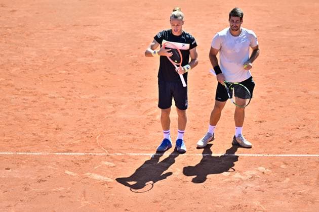 Brazil s Rafael Matos and Orlando Luz during Sunday s men s doubles final against France s Manuel Guinard and Gregoire Jacq in the Nordea Open in Bastad, Sweden on July 21, 2024. BASTAD SWEDEN x9200x