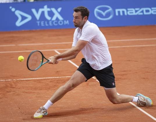 Gstaad Switzerland, 07 21 2024: Quentin Halys (FRA) in final against Matteo Berrettini (ITA) during EFG Swiss Open. during EFG Swiss Open Gstaad, International Tennis match in Gstaad, Switzerland, July 21 2024  Copyright: xPatrickxDancel IPAxSportx xipa-ax xx IPA_48154061 IPA_Agency_IPA48154061