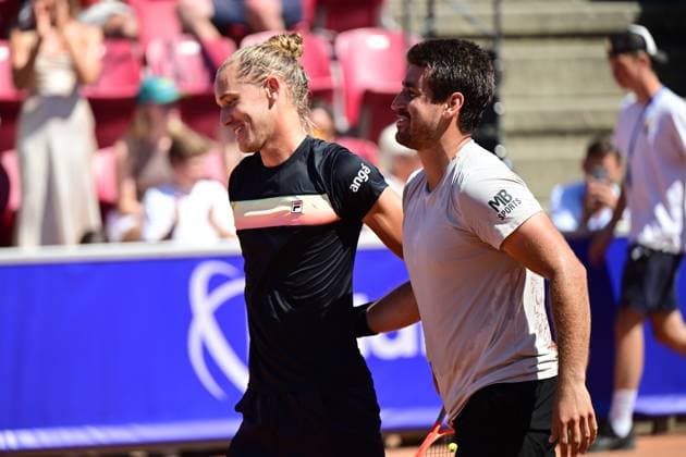 BASTAD, SVERIGE 20240721 Brasiliens Rafael Matos och Orlando Luz vinner söndagens final i herrarnas dubbel mot Frankrikes Manuel Guinard och Gregoire Jacq i Nordea Open i Bastad. BASTAD SVERIGE x9200x