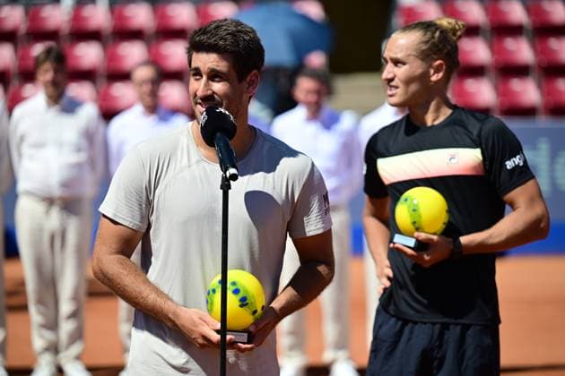 BASTAD, SVERIGE 20240721 Brasiliens Orlando Luz och Rafael Matos vinner söndagens final i herrarnas dubbel mot Frankrikes Manuel Guinard och Gregoire Jacq i Nordea Open i Bastad. BASTAD SVERIGE x9200x
