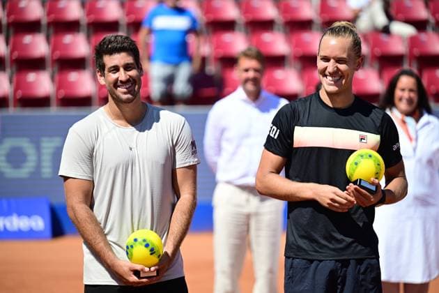BASTAD, SVERIGE 20240721 Brasiliens Orlando Luz och Rafael Matos vinner söndagens final i herrarnas dubbel mot Frankrikes Manuel Guinard och Gregoire Jacq i Nordea Open i Bastad. BASTAD SVERIGE x9200x
