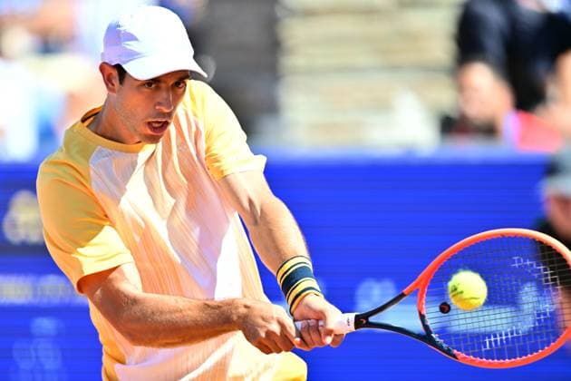 BASTAD, SVERIGE 20240721 Portugals Nuno Borges under söndagens final i herrarnas singel mot Spaniens Rafael Nadal i Nordea Open i Bastad. BASTAD SVERIGE x9200x