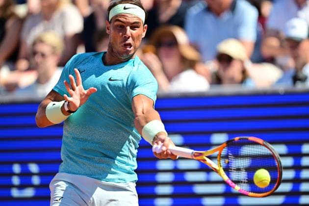 BASTAD, SVERIGE 20240721 Spaniens Rafael Nadal under söndagens final i herrarnas singel mot Portugals Nuno Borges i Nordea Open i Bastad. BASTAD SVERIGE x9200x