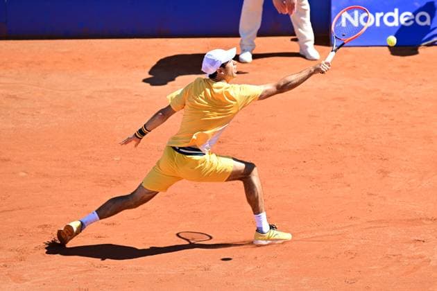 BASTAD 20240721 Portugals Nuno Borges under söndagens final i herrarnas singel mot Spaniens Rafael Nadal i Nordea Open i Bastad. BASTAD SVERIGE x9200x