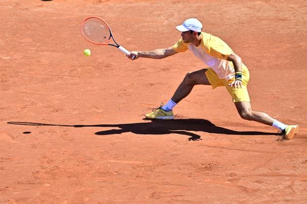 BASTAD 20240721 Portugals Nuno Borges under söndagens final i herrarnas singel mot Spaniens Rafael Nadal i Nordea Open i Bastad. BASTAD SVERIGE x9200x