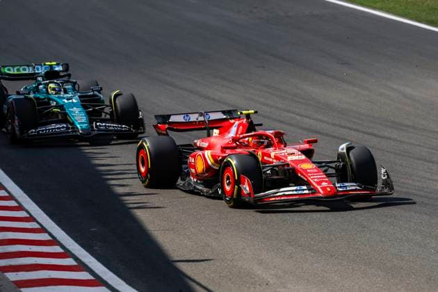 55 Carlos Sainz (ESP, Scuderia Ferrari HP), 14 Fernando Alonso (ESP, Aston Martin Aramco F1 Team), F1 Grand Prix of Hungary at Hungaroring on July 21, 2024 in Budapest, Hungary. (Photo by HOCH ZWEI) Budapest Hungary