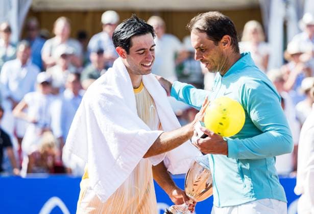 240721 Nuno Borges of Portugal and Rafael Nadal of Spain after the men™s single final during Nordea Open day 7 on July 21, 2024 in Bastad. Photo: Niclas Jönsson BILDBYRAN COP 273 NO0291 tennis svenska öppna swedish open bbeng depp jubel Copyright: NICLASxJÖNSSON BB240721NO106