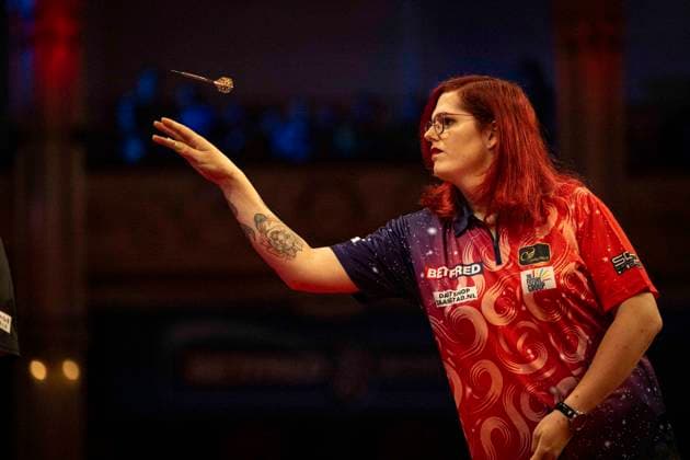 21st July 2024; Winter Gardens, Blackpool, England; 2024 Betfred Womens World Matchplay Darts; Noa-Lynn van Leuven in action on the oche  ActionPlus12670726 GodfreyxPitt