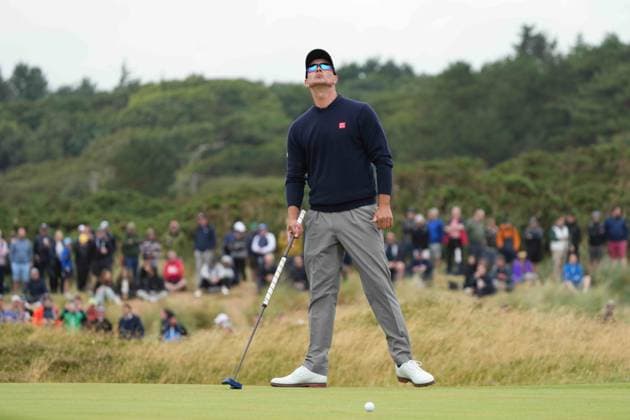 Adam Scott reacts after missing a putt on the 8th green. The British Open Championship, Day Three, Golf, Royal Troon, Troon, UK - 21 July 2024  Copyright: xStuartxWallace Shutterstockx 14588006aj
