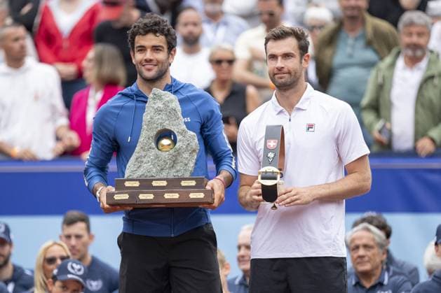 International Tennis match - EFG Swiss Open Gstaad Gstaad Switzerland, 07 21 2024: Matteo Berrettini (ITA) wins final against Quentin Halys (FRA) during EFG Swiss Open. during EFG Swiss Open Gstaad, International Tennis match in Gstaad, Switzerland, July 21 2024 Gstaad Switzerland  Copyright: xIPAxSport ABACAx