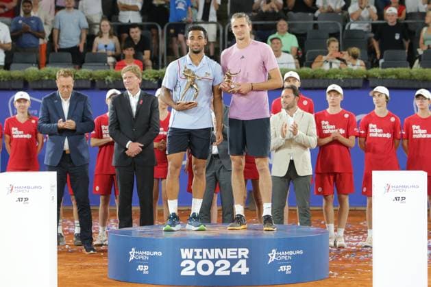 Sport Bilder des Tages Tennis Herren ATP, Tennis Herren Tennis Herren Tour 500 European Open Hamburg, Hamburg Open ATP 500 2024 , 21.07.2024 , Finale , Arthur Fils FRA , Alexander Zverev GER Copyright: FernandoxSoares