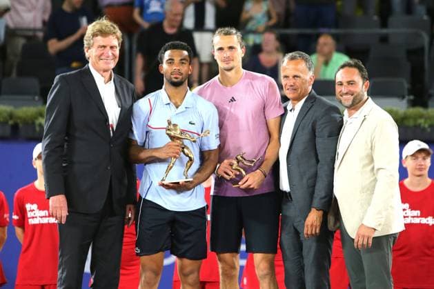 Tennis Herren ATP, Tennis Herren Tennis Herren Tour 500 European Open Hamburg, Hamburg Open ATP 500 2024 , 21.07.2024 , Finale , Dietloff v. Arnim , Arthur Fils FRA , Christoph Holstein , Enric Molina Copyright: FernandoxSoares