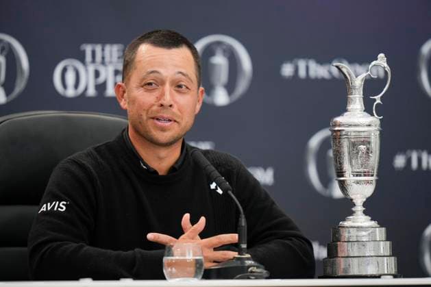 21st July 2024; Royal Troon Golf Club, Troon, South Ayrshire, Scotland; The Open Championship Final Round; Xander Schauffele speaks to the Media during his press conference, PK, Pressekonferenz after his 9 Under Par victory to become the 2024 Champion Golfer  ActionPlus12670925 StevenxFlynn