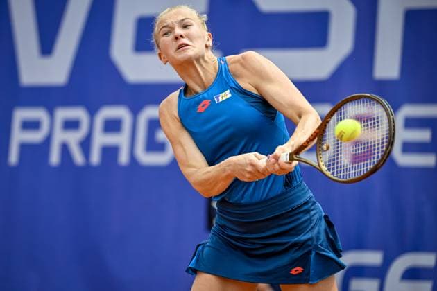 Czech tennis player Katerina Siniakova in action during the WTA, Tennis Damen women s tennis tournament Livesport Prague Open 2024 match against Louisa Chirico from USA, in Prague, Czech Republic, on July 22, 2024. (CTKxPhoto VitxSimanek) CTKPhotoP2024072203044  CTKPhotoP2024072203044
