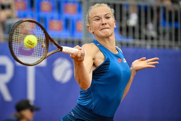 Czech tennis player Katerina Siniakova in action during the WTA, Tennis Damen women s tennis tournament Livesport Prague Open 2024 match against Louisa Chirico from USA, in Prague, Czech Republic, on July 22, 2024. (CTKxPhoto VitxSimanek) CTKPhotoP2024072203140  CTKPhotoP2024072203140