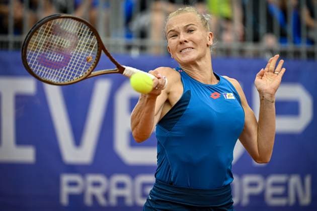 Czech tennis player Katerina Siniakova in action during the WTA, Tennis Damen women s tennis tournament Livesport Prague Open 2024 match against Louisa Chirico from USA, in Prague, Czech Republic, on July 22, 2024. (CTKxPhoto VitxSimanek) CTKPhotoP2024072203194  CTKPhotoP2024072203194