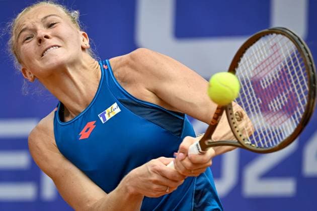 Czech tennis player Katerina Siniakova in action during the WTA, Tennis Damen women s tennis tournament Livesport Prague Open 2024 match against Louisa Chirico from USA, in Prague, Czech Republic, on July 22, 2024. (CTKxPhoto VitxSimanek) CTKPhotoP2024072203886  CTKPhotoP2024072203886
