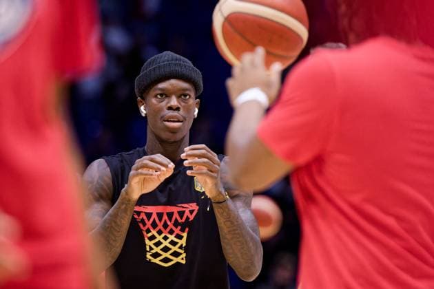 London, England, July 22 2024: Dennis Schroder (17 Germany) warming up before the USA Basketball Showcase game between USA and Germany at The O2 Arena in London, England. (Pedro Porru SPP) Copyright: xPedroxPorrux xSPPx spp-en-PePoSp-4F8A1675