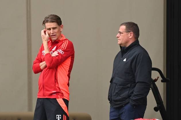 v.li:Christoph FREUND (Sportdirektor Bayern Muenchen), Max EBERL (Sportvorstand FC Bayern Muenchen), Oeffentliches Training FC Bayern Muenchen im Trainingslager in Rottach Egern am 22.07.2024. Fussball 1. Bundesliga,Saison 2024 2025.