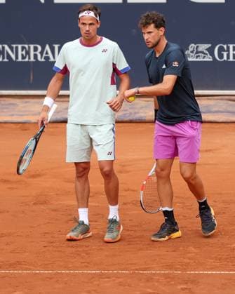 Daniel Altmaier, Dominic Thiem, Herren Doppel, Men s Doubles Tennis - Generali Open Kitzbuehel 2024 - ATP, Tennis Herren 250 - Kitzbuehler Tennis Club - Kitzbuehel - Tirol - Oesterreich - 22 July 2024. Copyright: xJuergenxHasenkopfx