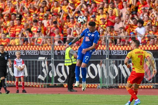 2024.07.23 Poniewiez Pilka nozna, UEFA Liga Mistrzow, sezon 2024 2025 FK Panevezys - Jagiellonia Bialystok N z Robert Mazan, Dominik Marczuk Foto Paulius Zidonis PressFocus 2024.07.23 Poniewiez Football, UEFA Champions League, 2024 25 season FK Panevezys - Jagiellonia Bialystok Robert Mazan, Dominik Marczuk Credit: Paulius Zidonis PressFocus 