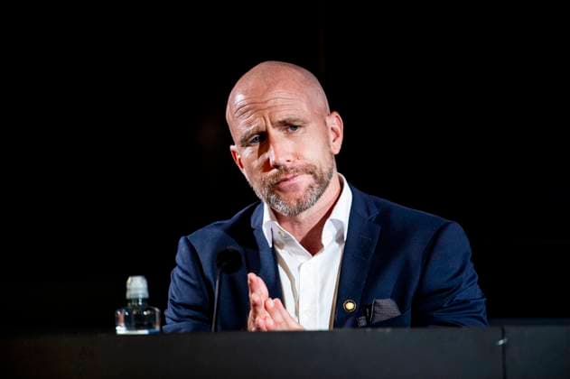 240723 Head coach Henrik Rydström of Malmö FF during a press conference, PK, Pressekonferenz after the UEFA Champions League football match between Malmö FF and Klaksvik on July 23, 2024 in Malmö. Photo: Christian Örnberg BILDBYRAN COP 166 CO0443 fotboll football soccer fotball champions league malmö ff klaksvik bbeng q2 Copyright: CHRISTIANxÖRNBERG BB240723CO106