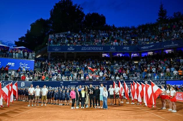 TENNIS - ATP, Tennis Herren Generali Open 2024 KITZBUEHEL,AUSTRIA,23.JUL.24 - TENNIS - ATP World Tour, Generali Open. Image shows Dominic Thiem (AUT) and his family.  GEPAxpictures xDanielxSchoenherr