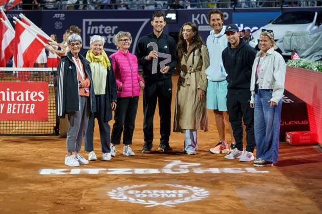 Generali Open ATP, Tennis Herren 250 2024; Kitzbühel, 23.07.2024 Dominic Thiem (AUT, Österreich) mit seiner Familie; Generali Open 2024, ATP 250, Sportpark Kitzbühel am 23.07.2024, Kitzbühel. Copyright: xBEAUTIFULxSPORTSx Pajonkx