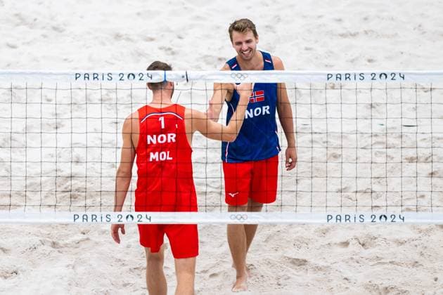 240723 Anders Berntsen Mol and Christian Sandlie Sorum of Norway at a Beach volleyball, Beachvolleyball training during day -3 of the Paris 2024 Olympic Games, Olympische Spiele, Olympia, OS on July 23, 2024 in Paris. Photo: Petter Arvidson BILDBYRAN kod PA PA0839 bbeng olympic games olympics os ol olympiska spel olympiske leker paris 2024 paris-os paris-ol beachvolleyboll beach volleyball sandvolleyball norge norway Copyright: PETTERxARVIDSON BB240723PA149