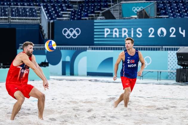 240723 Anders Berntsen Mol and Christian Sandlie Sorum of Norway at a Beach volleyball, Beachvolleyball training during day -3 of the Paris 2024 Olympic Games, Olympische Spiele, Olympia, OS on July 23, 2024 in Paris. Photo: Petter Arvidson BILDBYRAN kod PA PA0839 bbeng olympic games olympics os ol olympiska spel olympiske leker paris 2024 paris-os paris-ol beachvolleyboll beach volleyball sandvolleyball norge norway Copyright: PETTERxARVIDSON BB240723PA168