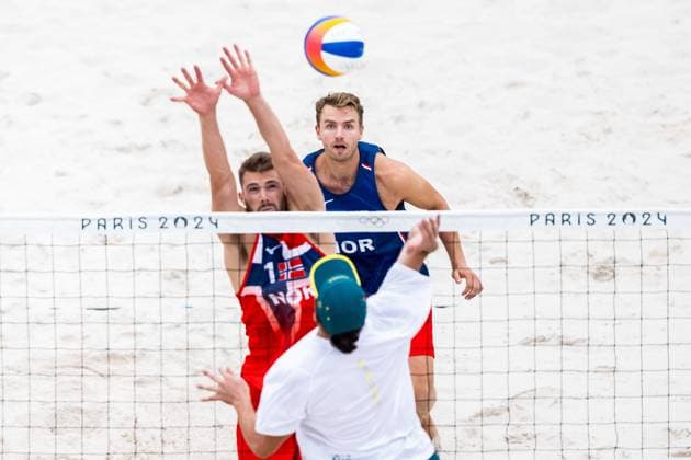 240723 Anders Berntsen Mol and Christian Sandlie Sorum of Norway at a Beach volleyball, Beachvolleyball training during day -3 of the Paris 2024 Olympic Games, Olympische Spiele, Olympia, OS on July 23, 2024 in Paris. Photo: Petter Arvidson BILDBYRAN kod PA PA0839 bbeng olympic games olympics os ol olympiska spel olympiske leker paris 2024 paris-os paris-ol beachvolleyboll beach volleyball sandvolleyball norge norway Copyright: PETTERxARVIDSON BB240723PA146
