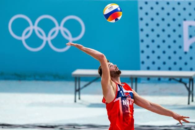 240723 Anders Berntsen Mol of Norway at a Beach volleyball, Beachvolleyball training during day -3 of the Paris 2024 Olympic Games, Olympische Spiele, Olympia, OS on July 23, 2024 in Paris. Photo: Petter Arvidson BILDBYRAN kod PA PA0839 bbeng olympic games olympics os ol olympiska spel olympiske leker paris 2024 paris-os paris-ol beachvolleyboll beach volleyball sandvolleyball norge norway Copyright: PETTERxARVIDSON BB240723PA157