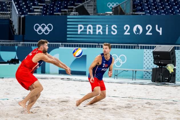 240723 Anders Berntsen Mol and Christian Sandlie Sorum of Norway at a Beach volleyball, Beachvolleyball training during day -3 of the Paris 2024 Olympic Games, Olympische Spiele, Olympia, OS on July 23, 2024 in Paris. Photo: Petter Arvidson BILDBYRAN kod PA PA0839 bbeng olympic games olympics os ol olympiska spel olympiske leker paris 2024 paris-os paris-ol beachvolleyboll beach volleyball sandvolleyball norge norway Copyright: PETTERxARVIDSON BB240723PA166