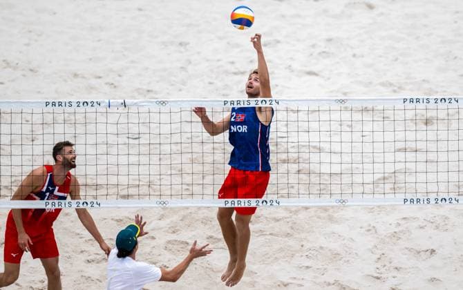 240723 Anders Berntsen Mol and Christian Sandlie Sorum of Norway at a Beach volleyball, Beachvolleyball training during day -3 of the Paris 2024 Olympic Games, Olympische Spiele, Olympia, OS on July 23, 2024 in Paris. Photo: Petter Arvidson BILDBYRAN kod PA PA0839 bbeng olympic games olympics os ol olympiska spel olympiske leker paris 2024 paris-os paris-ol beachvolleyboll beach volleyball sandvolleyball norge norway Copyright: PETTERxARVIDSON BB240723PA167