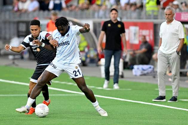 V.l.n.r. Yanis Cimignani, FCL, Bright Osayi-Samuel, FB, Trainer Mattia Croci Torti, FCL, Trainer JosÃ Mourinho, FB, FC Lugano - Fenerbahce SK, Qualifikation Champions League, Fussball, 23.07.2024