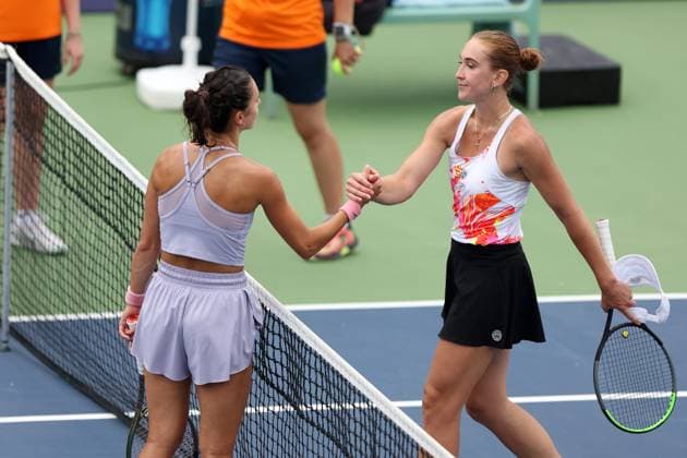 WARSZAWA 24.07.2024 TURNIEJ WTA, Tennis Damen 125 POLISH OPEN --- TENNIS TOURNAMENT WTA 125 POLISH OPEN IN WARSAW MARIAM BOLKWADZE GINA FEISTEL FOT. PIOTR KUCZA FOTOPYK 