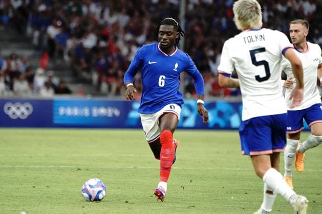 Manu Koné (France), Football , France vs USA during the Olympic Games, Olympische Spiele, Olympia, OS Paris 2024 JO 2024 : FOOTBALL - France vs Etats Unis - Jeux Olympiques 2024 - Paris2024 - Marseille - 24 07 2024 DPPI Panoramic 